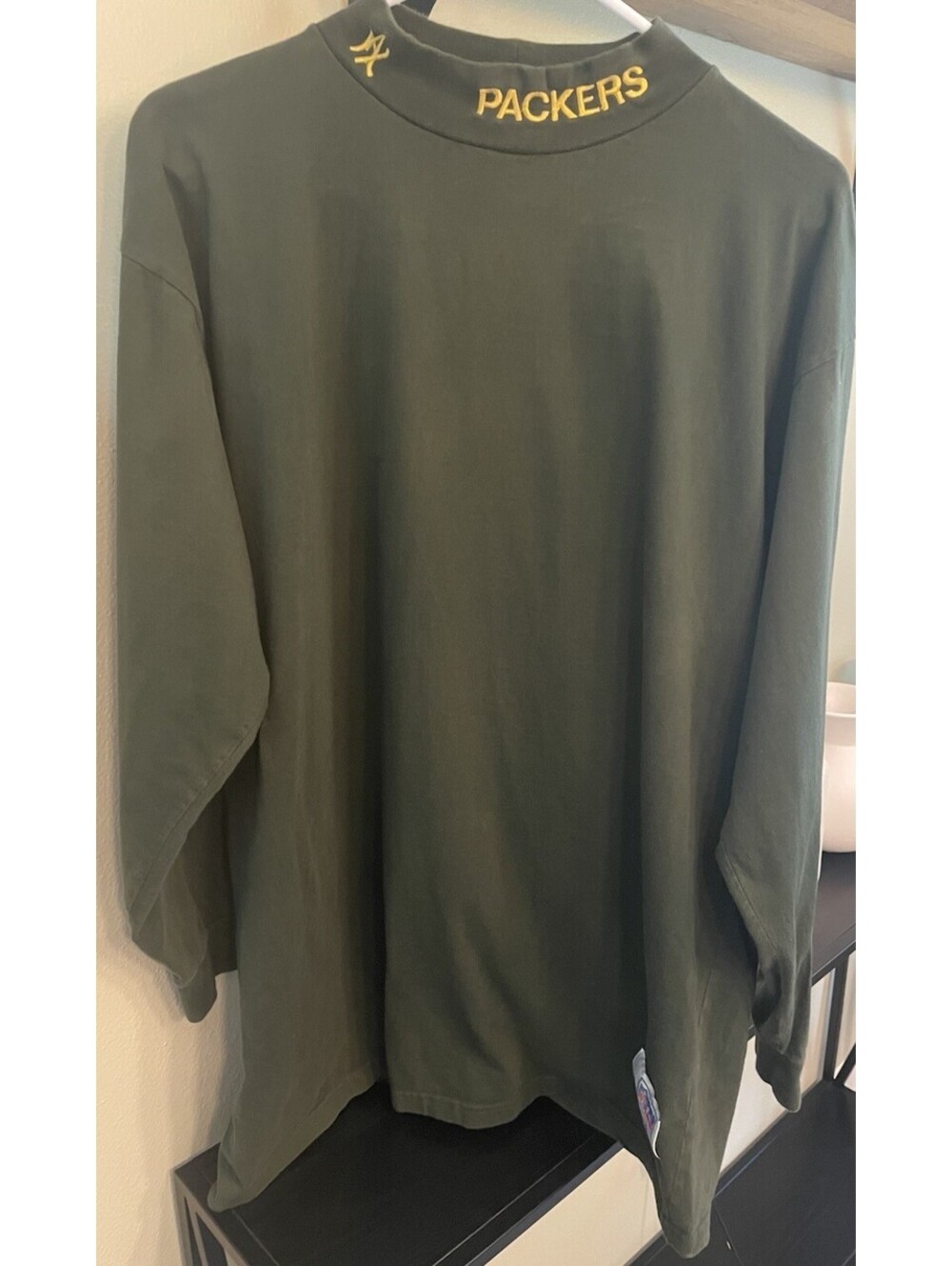 Vtg Pro Line Maxit Men's Green Bay Packers Mock Turtleneck Long Sleeve Shirt 2XL